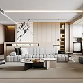 Modern Living Dining Room Interior With Sofa Coffee Table And Wall Artwork 3d model