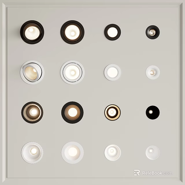 Various Colored Downlights And Spotlights With Modern Design For Home 3d model 