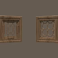 Traditional Wooden Window Frames With Square And Hexagonal Geometric Patterns 3d model