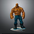 Muscular Orange Skinned Character With Blue Pants And Boots Standing On White Base