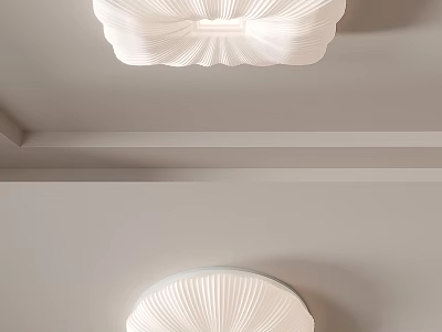 Modern Ceiling Light With Petal Shaped Pleated White Shade And Elegant Design 3d model