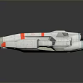 Futuristic White Sci Fi Spaceship with Red Stripes Sleek Aerodynamic