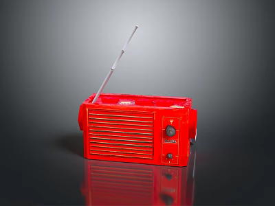 Red Retro Radio With Antenna Grille And Control Knobs Design 3d model