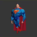 Muscular Man In Blue Superman Costume With Red Cape And Yellow Emblem
