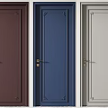 Stylish Hinged Doors in Dark Brown Blue Light Gray with Golden Handles and Decorative Lines
