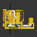 Detailed Yellow Industrial Mechanical Structure With Black Top Component And Red Control Elements 3d model