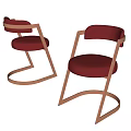 Red Modern Bar Stools With Gold Metal Frame And Curved Base 3d model