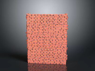 Tall Red Brick Wall Standing In Charming Scenic Natural Landscape View 3d model