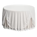Elegant Round Dining Table Draped With Multiple Layers Of White Gauze Tablecloth For Wedding Banquets