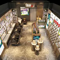 Home Textile Products Specialty Store Interior With Shelves Displays And Comfortable Seating