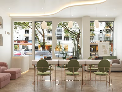 Elegant Modern Beauty Hair Salon Interior With Styling Chairs Mirrors And Lighting 3d model