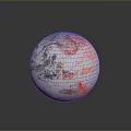 Abstract Textured Sphere Featuring Gray And Red Swirling Patterns On Dark Background 3d model