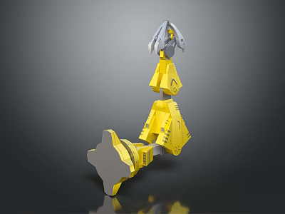 Yellow Game Movie Mechanical Character With Gray Accents And Robotic Structure Design 3d model