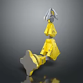 Yellow Game Movie Mechanical Character With Gray Accents And Robotic Structure Design