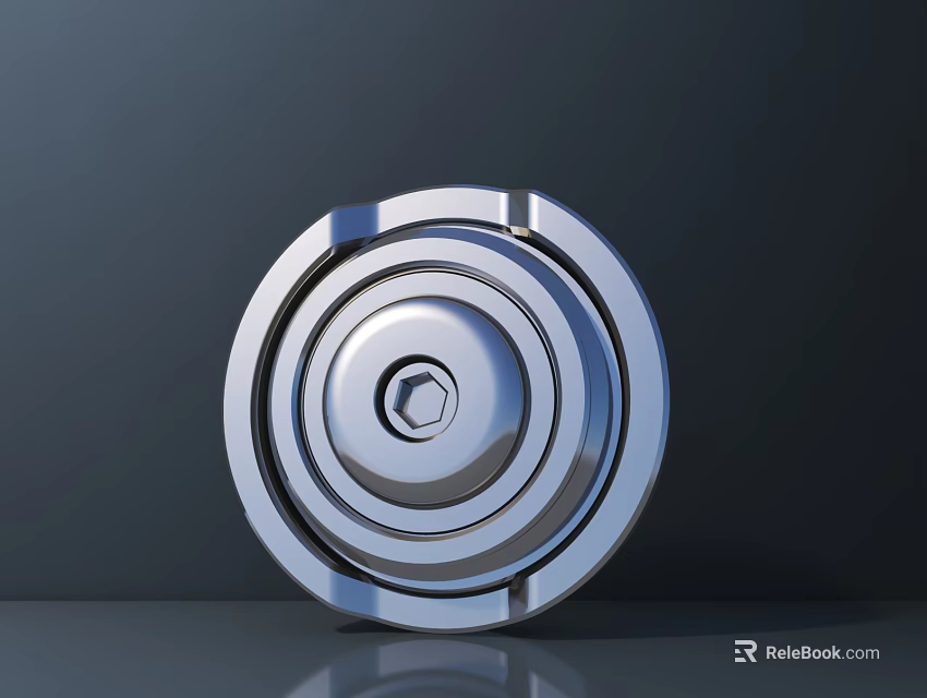 Modern Silver Circular Decorative Ornament Set With Layered Concentric Circles And Metallic Shine 3d model 