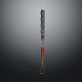 Traditional Multi Section Metal Weapon Featuring Red Handle And Hanging Rope Design 3d model