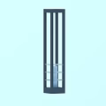 Tall Black Column Outdoor Light With Modern Striped Frame And Glass Panel Design