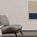 Modern Leisure Chair Interior Design With Beige Cushion And Wall Art Decor