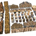 Modern Stakes Log Stakes Landscape Tree Stool Seat Country Firewood Pile 3d model