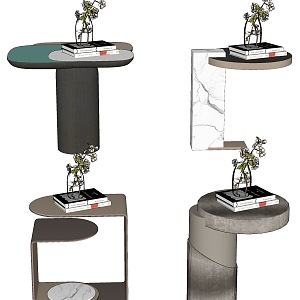 Light Luxury Round Bedside Table Combination 3d model