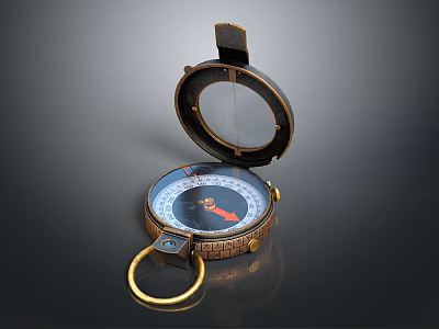 Vintage Open Compass With Brass Casing Glass Cover And Classic Design 3d model