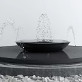 Garden Ornament Fountain with Black Round Basin Water Spraying and Gravel Base