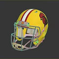 Yellow Tactical Helmet With Red Stripes Rooster Logo And Face Mask Weapon Gear