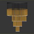 Modern Chandelier With Yellow Hanging Columns And Black Circular Top