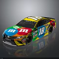 Colorful Toyota NASCAR Race Car With M&M's Logo And Number 18 Livery Design