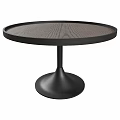 Modern Round Dining Table Featuring Wooden Top And Black Pedestal Base 3d model