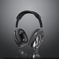 Modern Headphones With Sleek Design Metallic Ear Cups Leather Headband And Reflective Surface