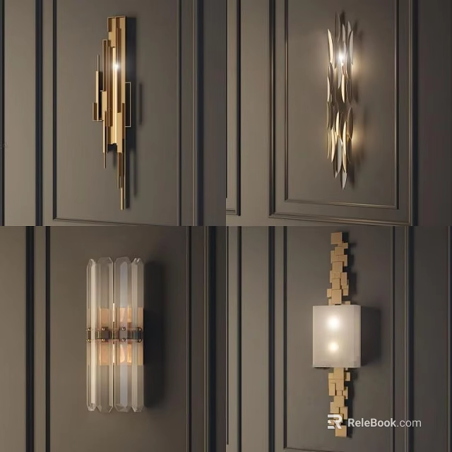 Modern Wall Lamps With Metal Frames And Glass Shades For Interior Design 3d model 