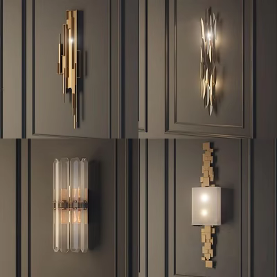 Modern Wall Lamps With Metal Frames And Glass Shades For Interior Design 3d model