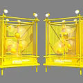 Yellow Art Installation With Metal Frame Mesh Transparent Spheres And Luxury Fresh