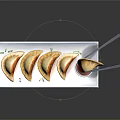 Pan Fried Dumplings Served On White Rectangular Plate With Chopsticks Dipping Sauce And Green Onions