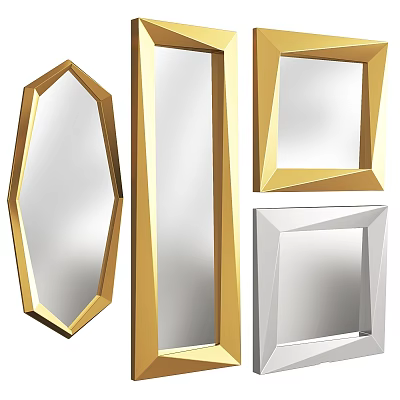 Modern Decorative Wall Mirrors With Gold Silver Frames And Various Shapes 3d model