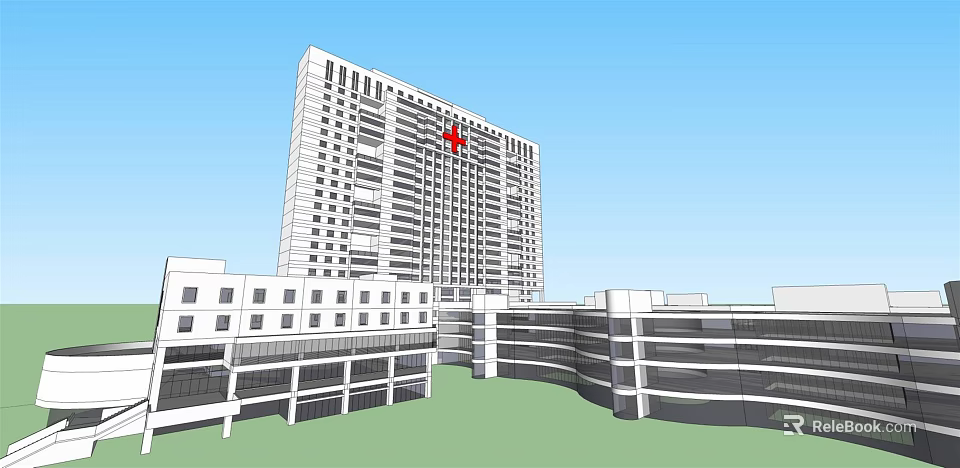 Modern High Rise Building With Surrounding Low Rise Structures And Urban Design 3d model 