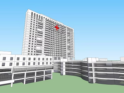 Modern High Rise Building With Surrounding Low Rise Structures And Urban Design 3d model