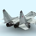 Military Fighter Jet With Camouflage Paint Red Star Insignia Extended Landing Gear And External Design