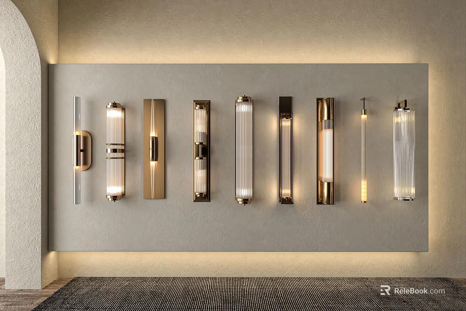 Modern Wall Lamps with Various Designs Glass and Metal Mounted on Interior Wall 3d model 