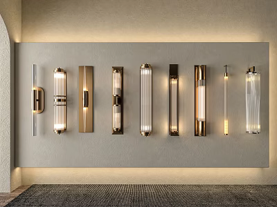 Modern Wall Lamps with Various Designs Glass and Metal Mounted on Interior Wall 3d model