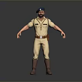 Man In Khaki Uniform With Blue Beret Brown Boots And Belt