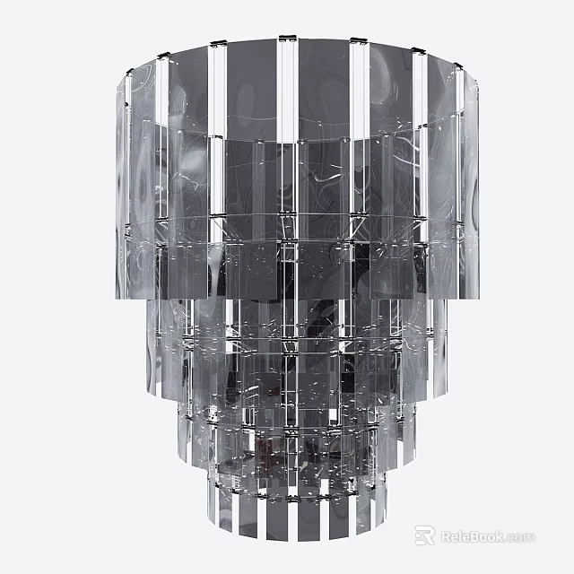 Elegant Modern Transparent Crystal Chandelier With Layered Glass Cube Structure Design 3d model 