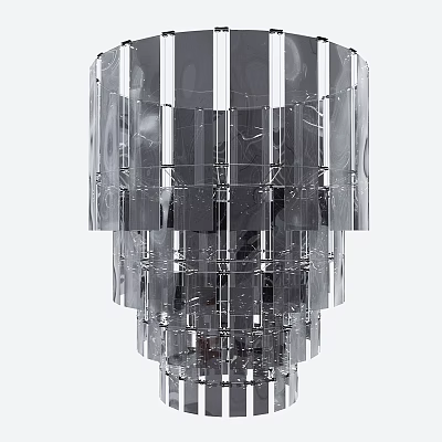 Elegant Modern Transparent Crystal Chandelier With Layered Glass Cube Structure Design 3d model