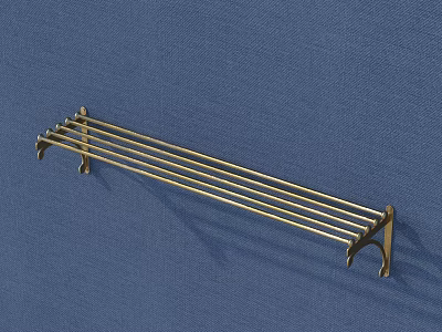 Brass Bathroom Wall Mounted Rack With Multiple Hooks And Sleek Design For Towels 3d model