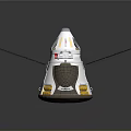 Modern Space Capsule Design Featuring Solar Panels Observation Windows And Logos 3d model