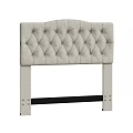 Light Gray Upholstered Headboard With Diamond Tufted Design And Metal Legs