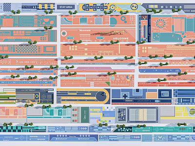 Modern Park Runway Fire Climbing Surface Road Pedestrian Trail Ground Line 3d model