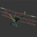 Vintage Biplane Model With Wooden Propeller Roundel Markings And Display Base