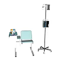Medical Equipment Setup With IV Stand Infusion Pump Patient Chair And Side Table